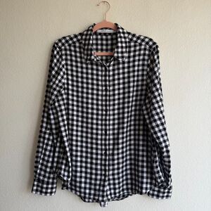 Calvin Klein Jeans Black & White Buffalo Check Flannel Button Down Shirt size L
